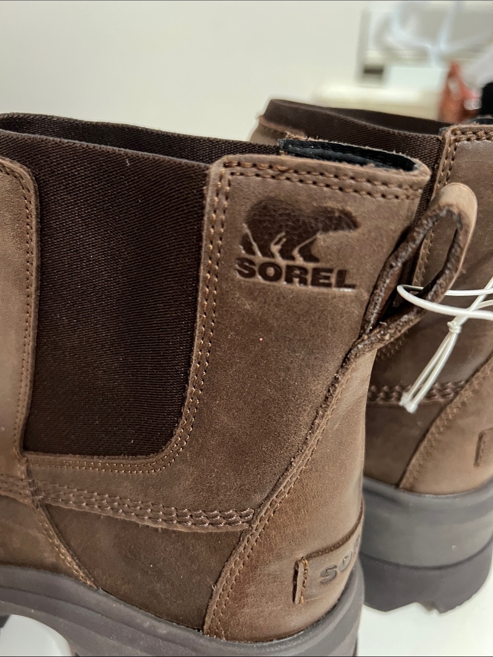 Sorel Joan Brown Leather Chelsea Lug Boots Size 9 - Picture 9 of 10